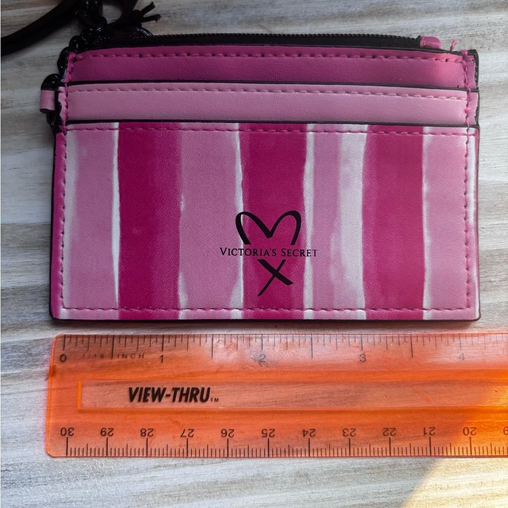 Victoria's Secret Pink Stripe Card Holder and Pale Pink Wallet Set